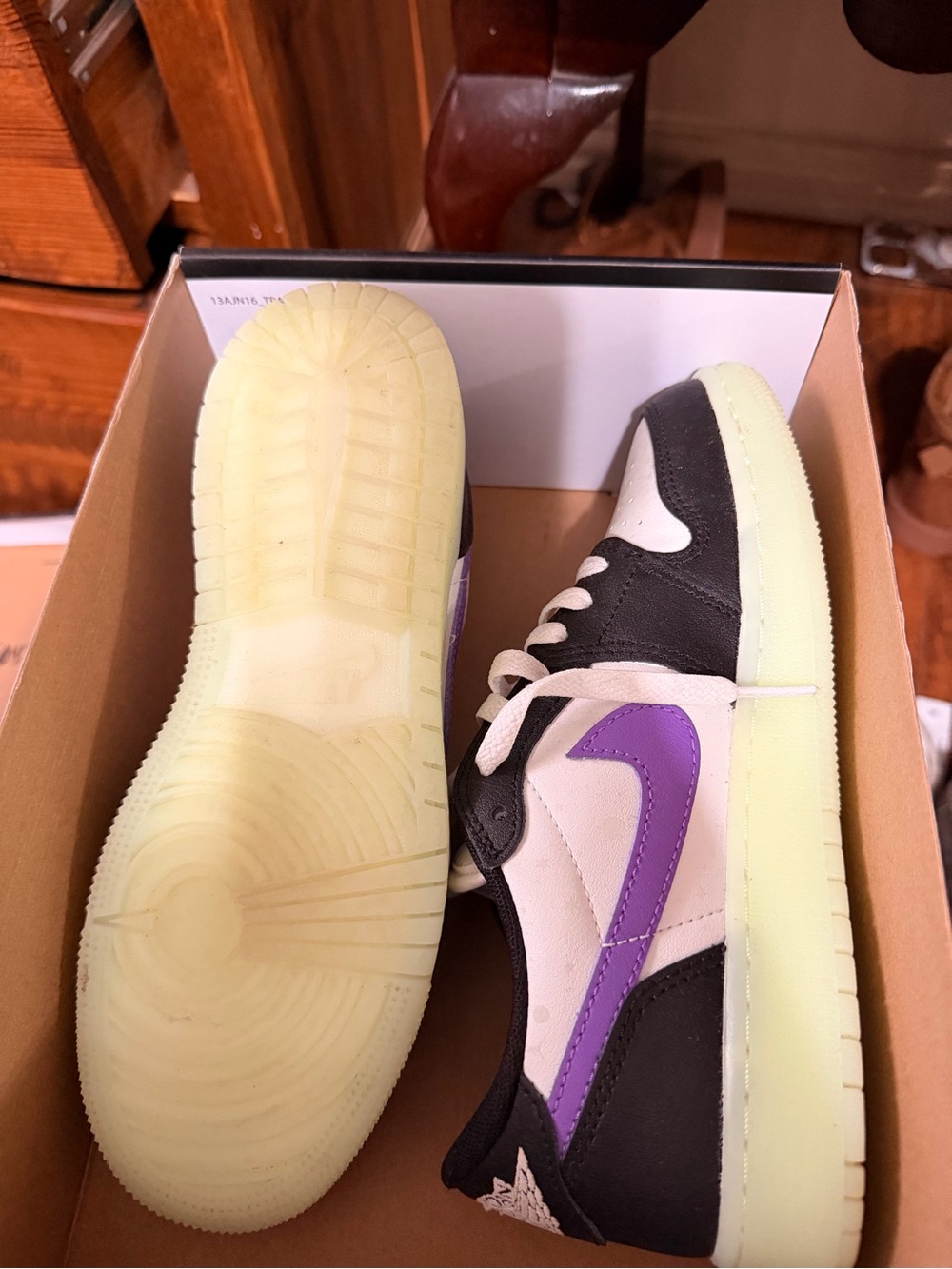 Jordan Low-Top Sneakers — Black, White & Purple